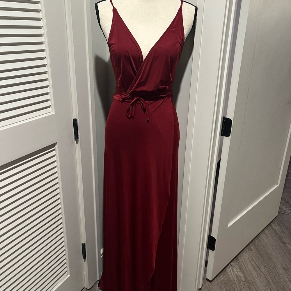 Twobirds Wine Red Wrap Maxi Dress
